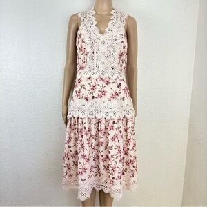 Adelyn Rae liberty Floral Tiered Dress Lace Femenine  romantic Cottagecore pink